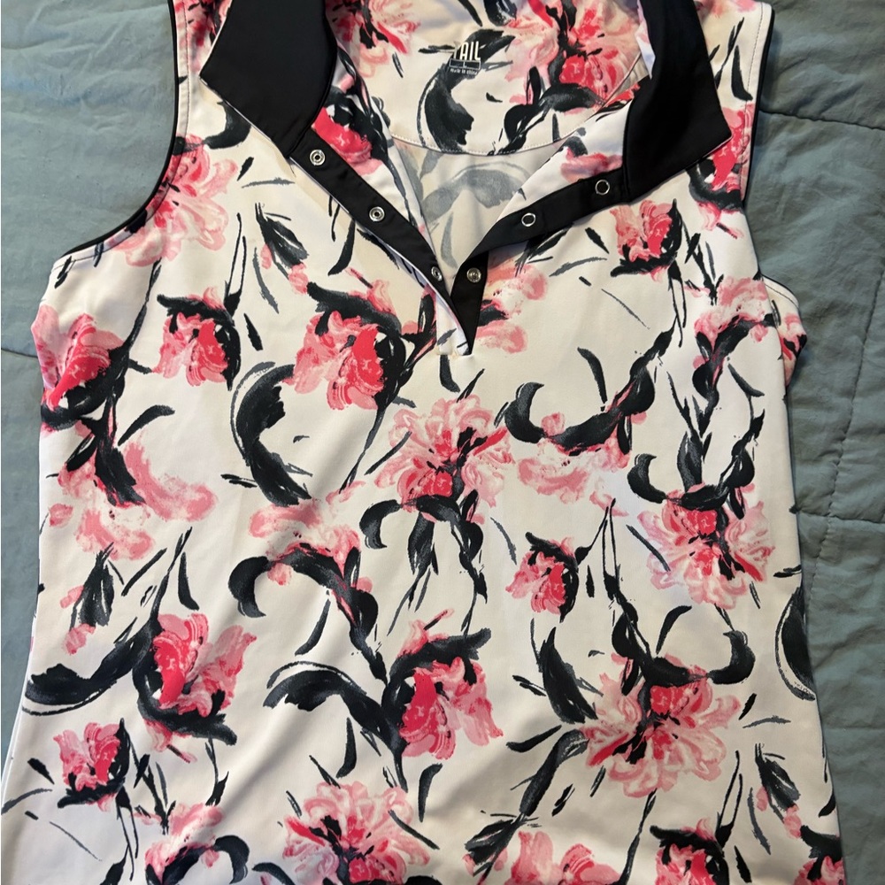 Floral Sleeveless Top - Pink and Black by Tail for Golf